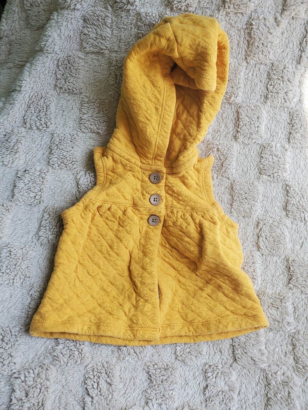 Carter's Mustard Quilted Hooded Vest with Buttons - 9m